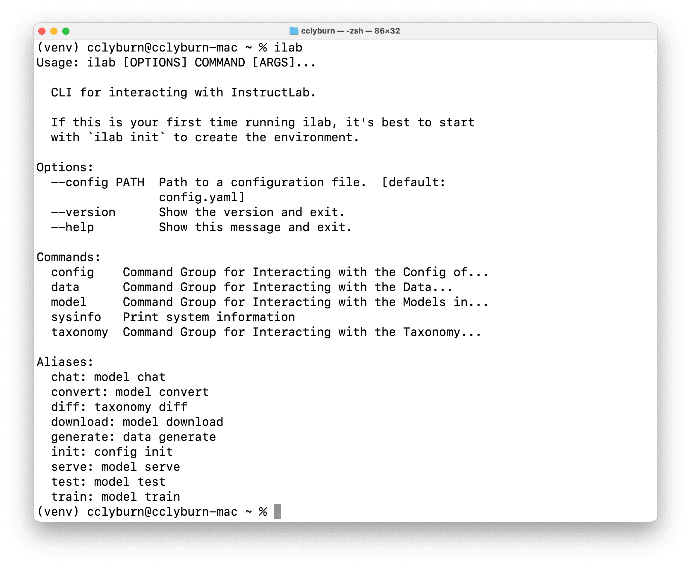 InstructLab installation process