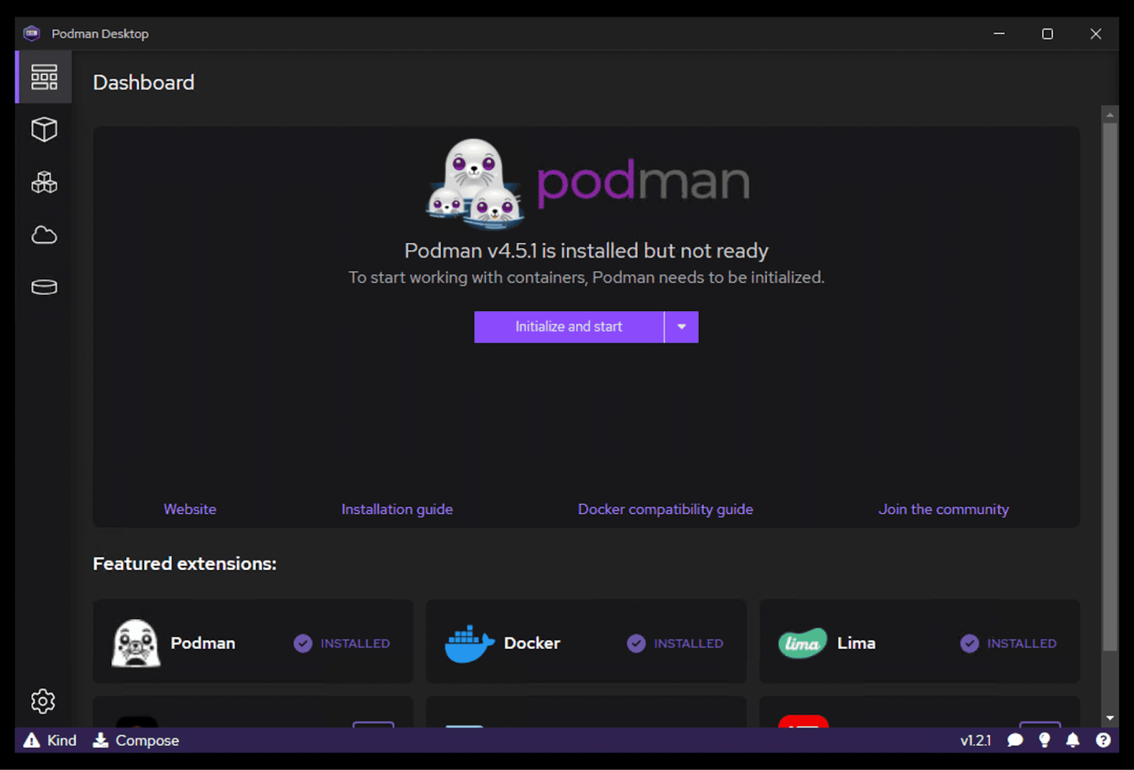 Podman Desktop Initialize