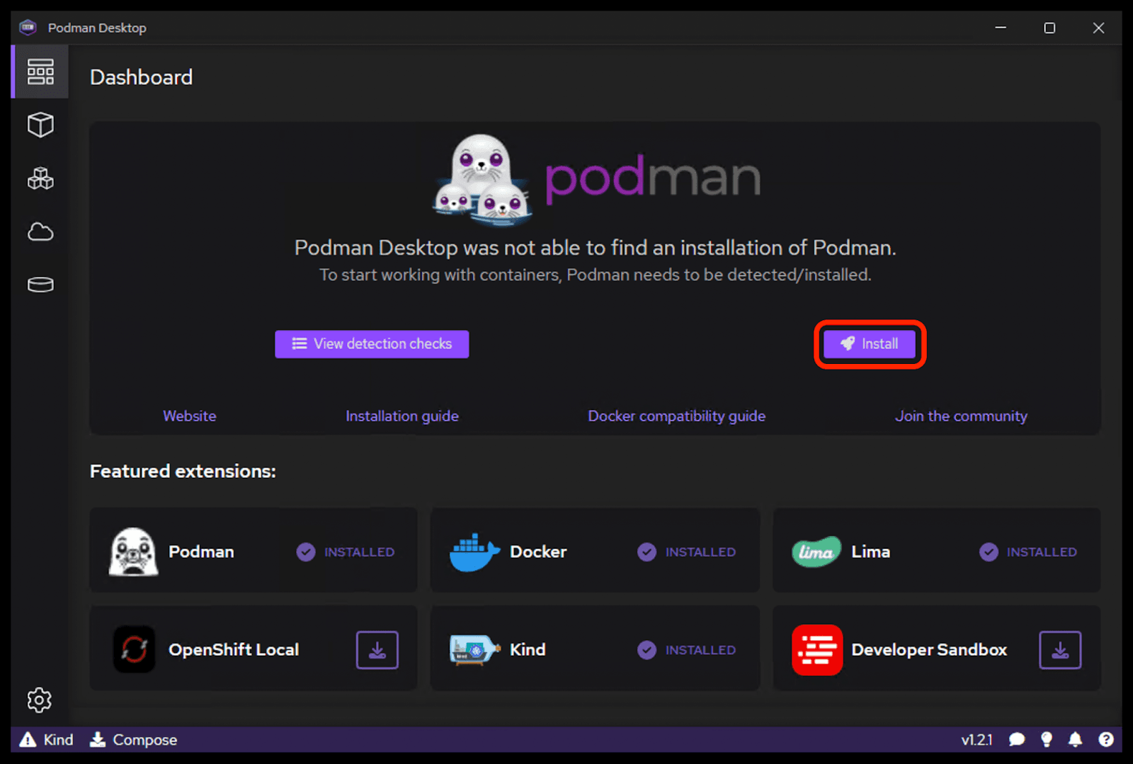 Podman Desktop Install Podman